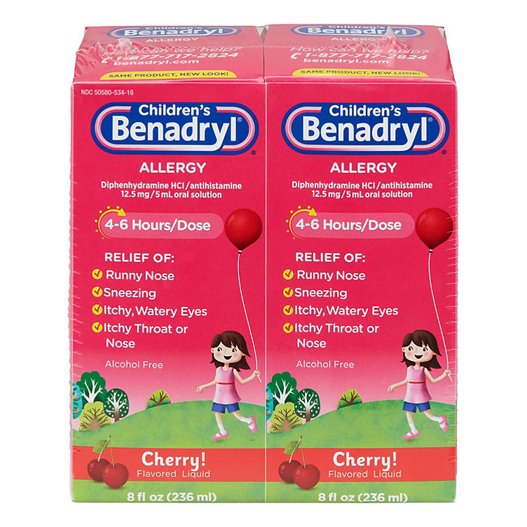 Children's Benadryl Antihistamine Allergy Liquid, Cherry (8 fl. oz., 2 pk.)