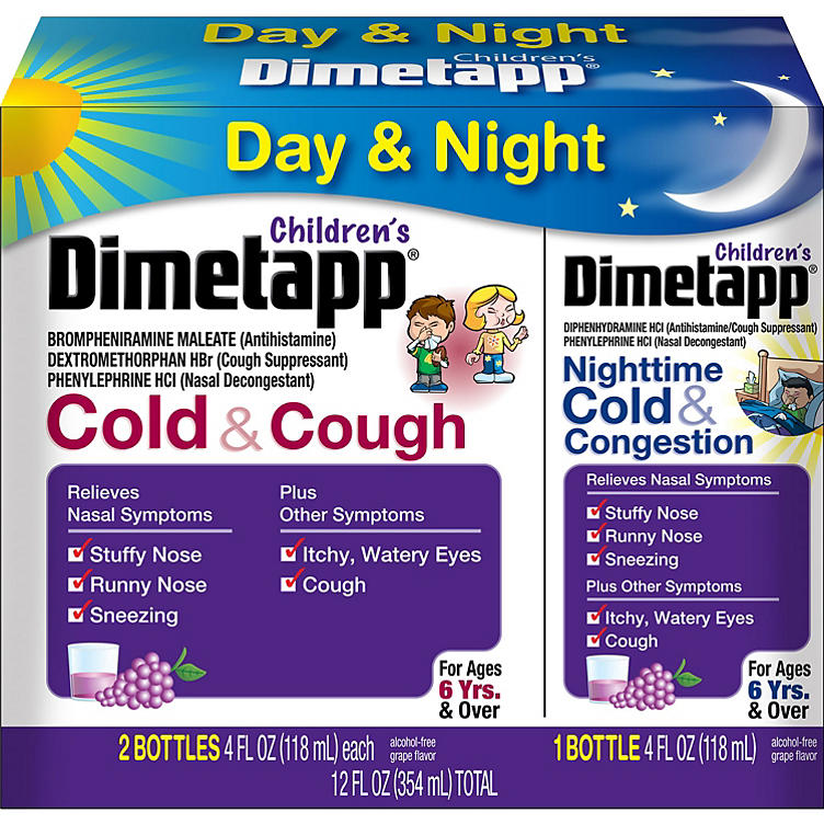 Children's Dimetapp Day & Night Value Pack, Grape Flavor (4 fl. oz./pk., 3 pk.)