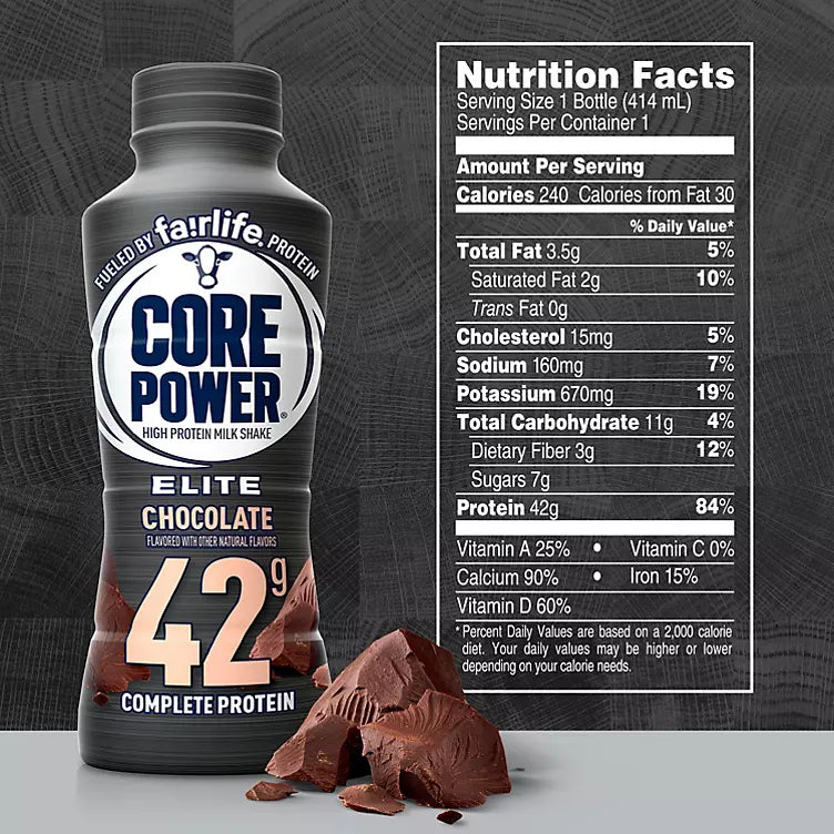 Core Power Elite 42g. Protein Shake, Chocolate (14 fl. oz., 8 pk.)