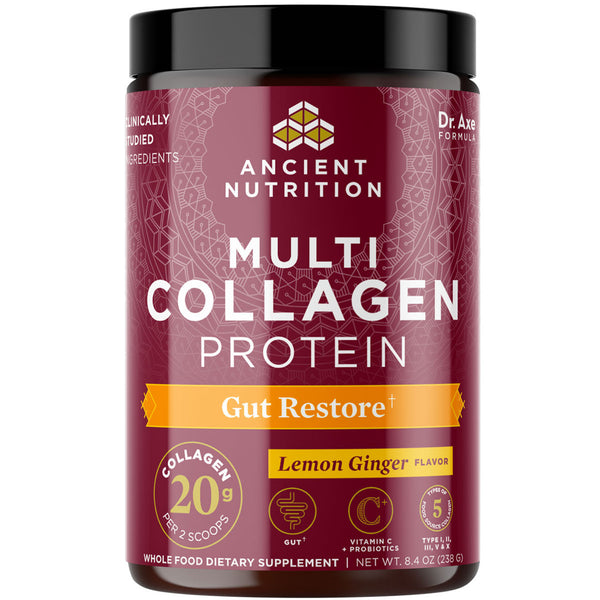 متعدد الكولاجين بروتين استعادة القناة الهضمية * نكهة الليمون والزنجبيل 8.4 أونصة (238 جم)