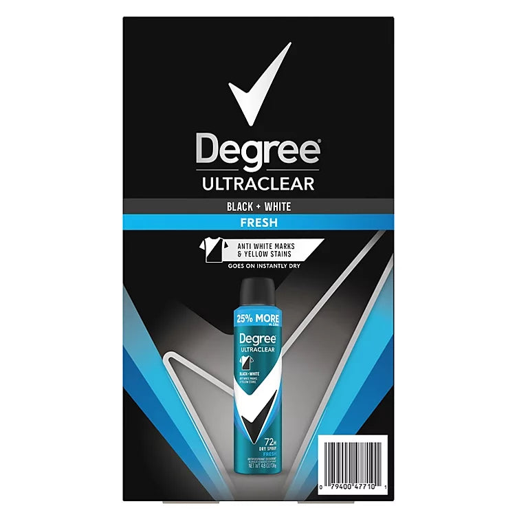 Degree for Men Ultraclear Black+White Deodorant Dry Spray, Fresh (4.8 oz., 3 pk.)