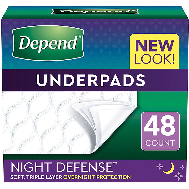 Depend Disposable Waterproof Bed Pads, Overnight Absorbency (48 ct.)