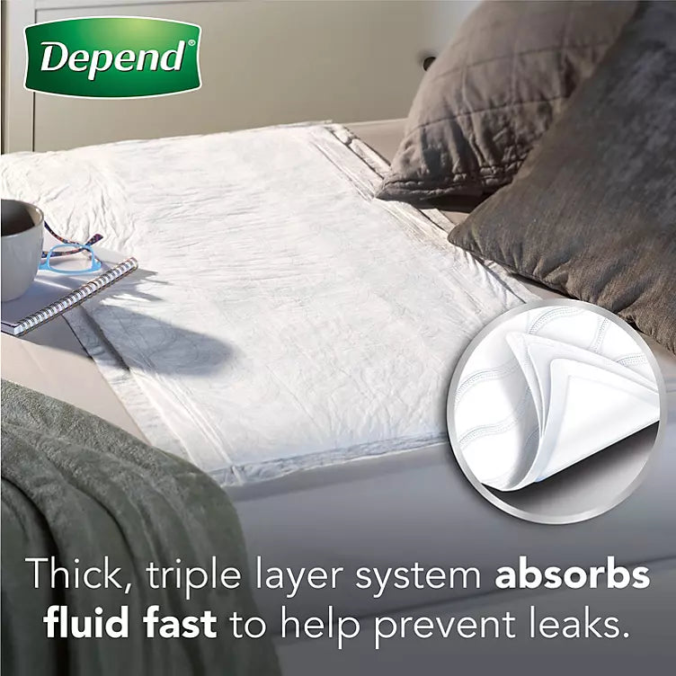Depend Disposable Waterproof Bed Pads, Overnight Absorbency (48 ct.)