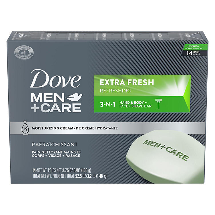 Dove Men+Care Body and Face Bar Soap, Extra Fresh (3.75 oz., 14 ct.)