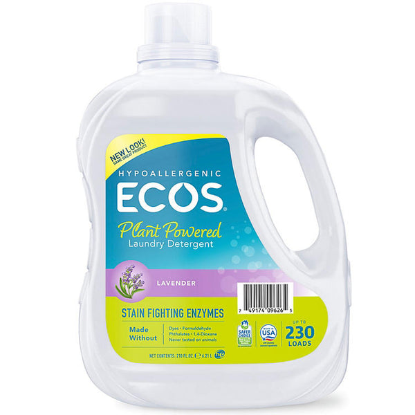 ECOS Hypoallergenic Liquid Laundry Detergent + Enzymes, Lavender Scent (230 loads, 210 fl. oz.)