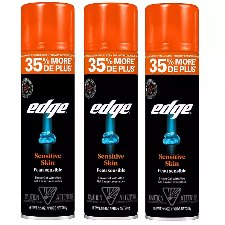 Edge Sensitive Skin Shaving Gel for Men (9.5 oz., 3 pk.)