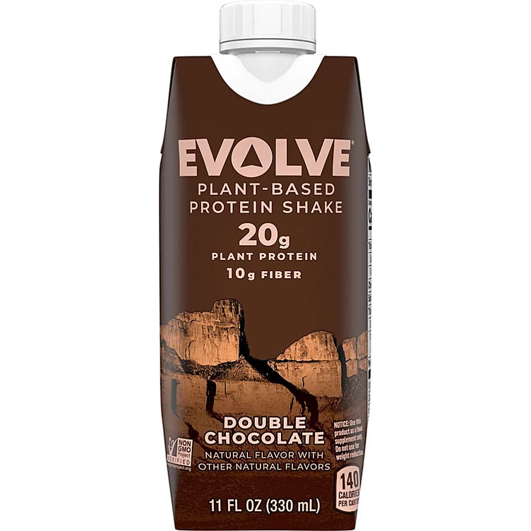 Evolve Plant Based Protein Shake, Double Chocolate (11 fl. oz., 18 pk.)