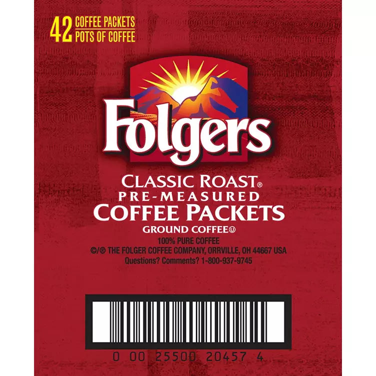 Folgers Classic Roast Ground Coffee Packets (1.2 oz., 42 ct.)