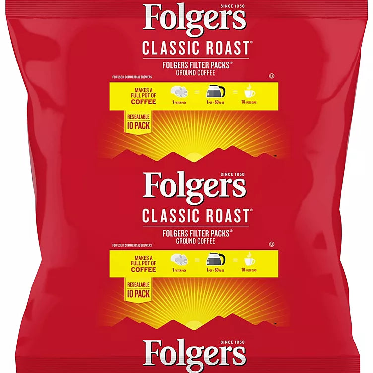 Folgers Classic Roast Ground Coffee, Filter Packs (0.9 oz., 40 ct.)