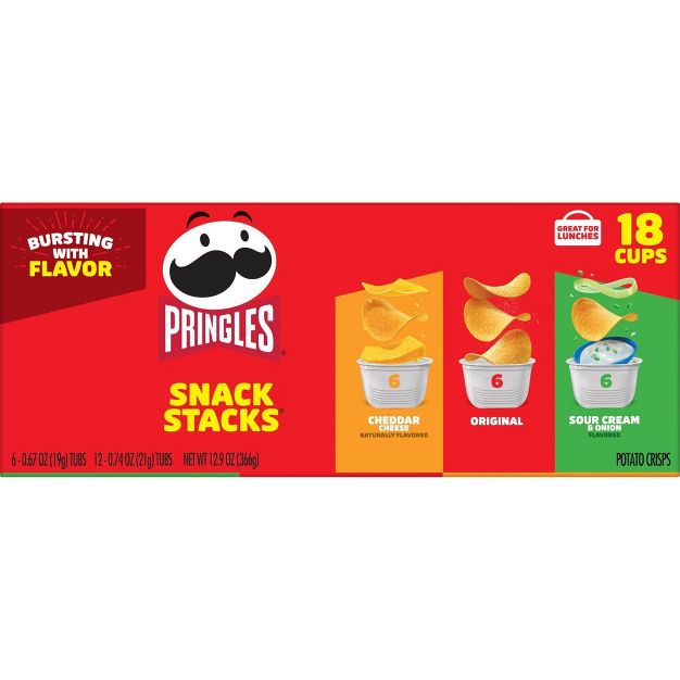 Pringles Snack Stacks Variety Pack Potato Crisps Chips - 12.9oz/18ct