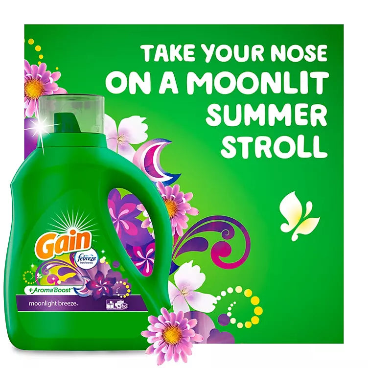 Gain Ultra Concentrated + AromaBoost Laundry Detergent, Moonlight Breeze (200 fl. oz., 146 loads)