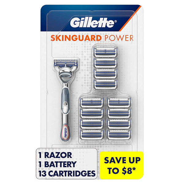 Gillette SkinGuard Power Men's Razor Handle + 13 Blade Refills