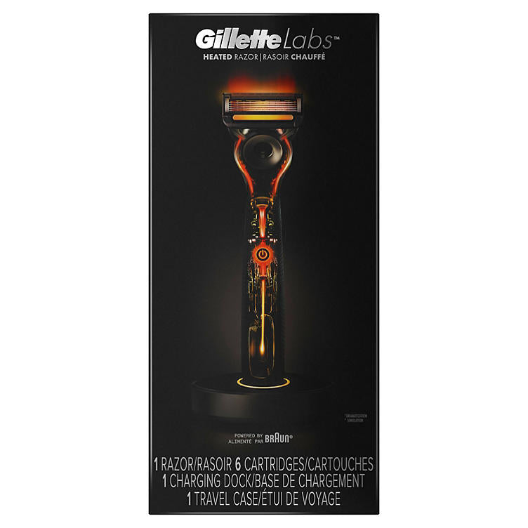 Heated Razor by GilletteLabs (1 Handle, 6 Blade Refills, 1 Charging Dock)