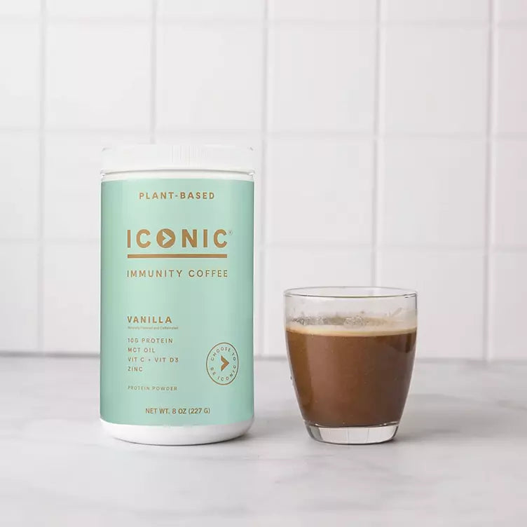 ICONIC Protein Immunity Coffee Powder with Pea Protein, Choose Your Flavor (8 oz.)