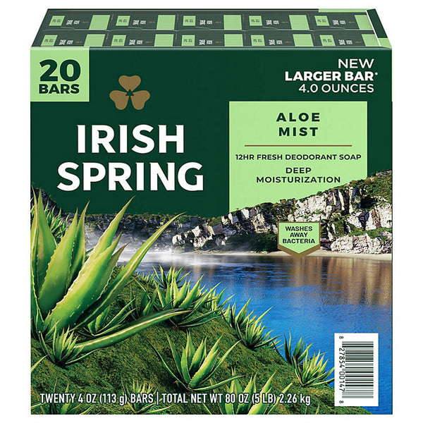 Irish Spring Bar Soap for Men, Aloe Mist (4 oz., 20 pk.)