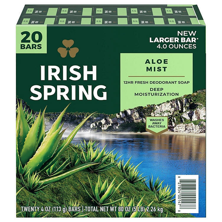 Irish Spring Bar Soap for Men, Aloe Mist (4 oz., 20 pk.)