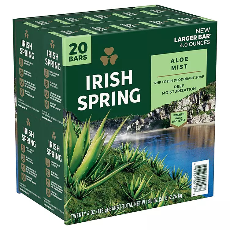 Irish Spring Bar Soap for Men, Aloe Mist (4 oz., 20 pk.)