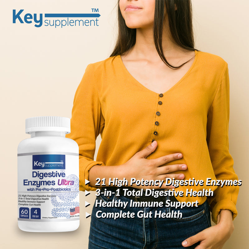 Digestive Enzymes Ultra with Pre+Pro+Postbiotics, 21 High-Potency Digestive Enzymes