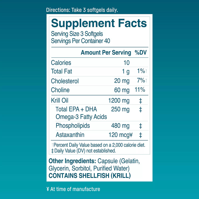 Kori Pure Antarctic Krill Oil Multi-Benefit Omega-3 Mini Softgels, (400 mg., 120ct.)