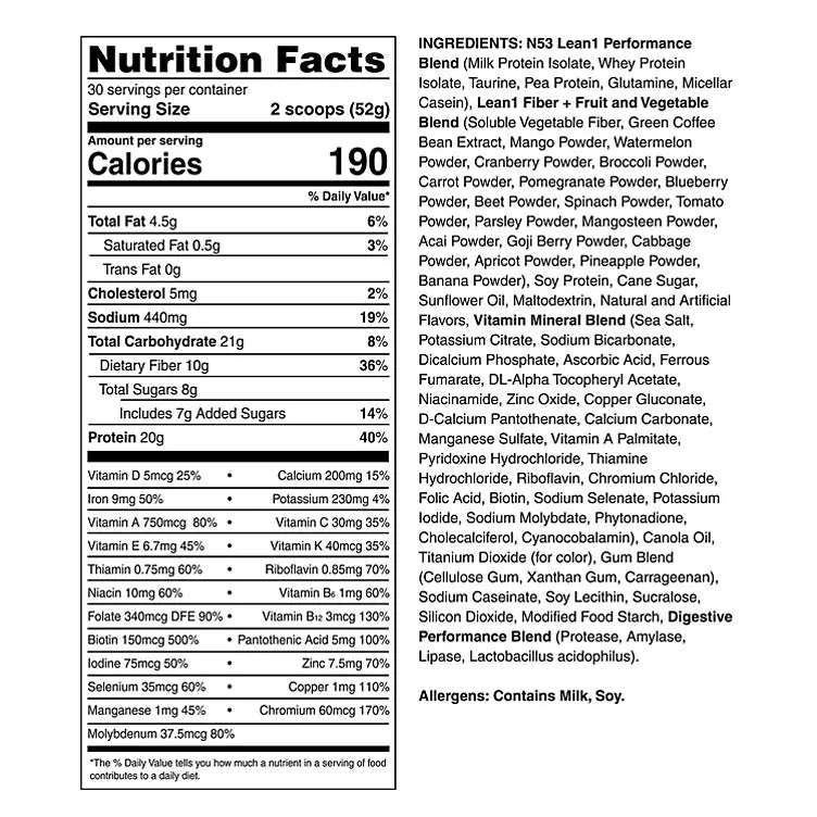 Lean 1 Fat Burning Meal Replacement Protein Shake, Choose Your Flavor (30 servings)