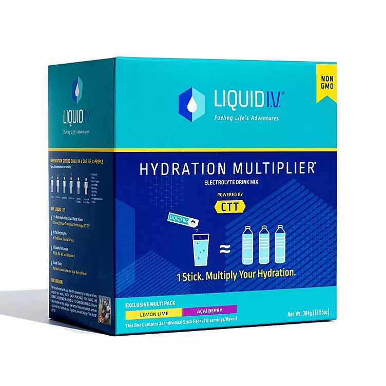 Liquid I.V. Hydration Multiplier Electrolyte Powder Packets, Lemon Lime & Acai Berry (24 pk.)