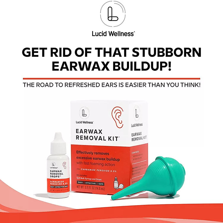 Lucid Ear Wax Removal Kit with 6.5% Carbamide Peroxide Drops (0.5 oz.)