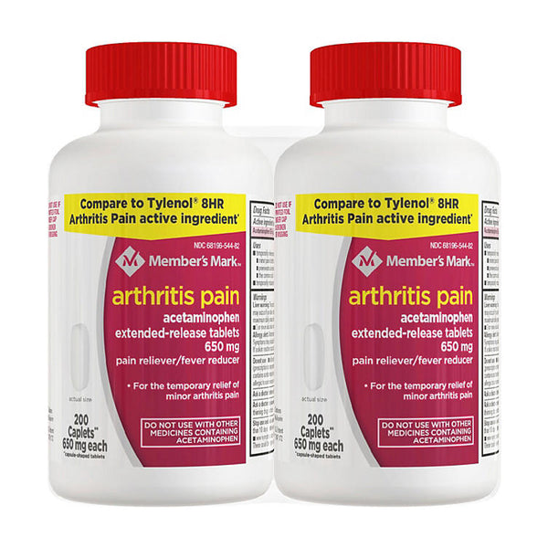 Member's Mark Arthritis Pain, Acetaminophen Tablets, 650 mg (200 ct., 2 pk.)