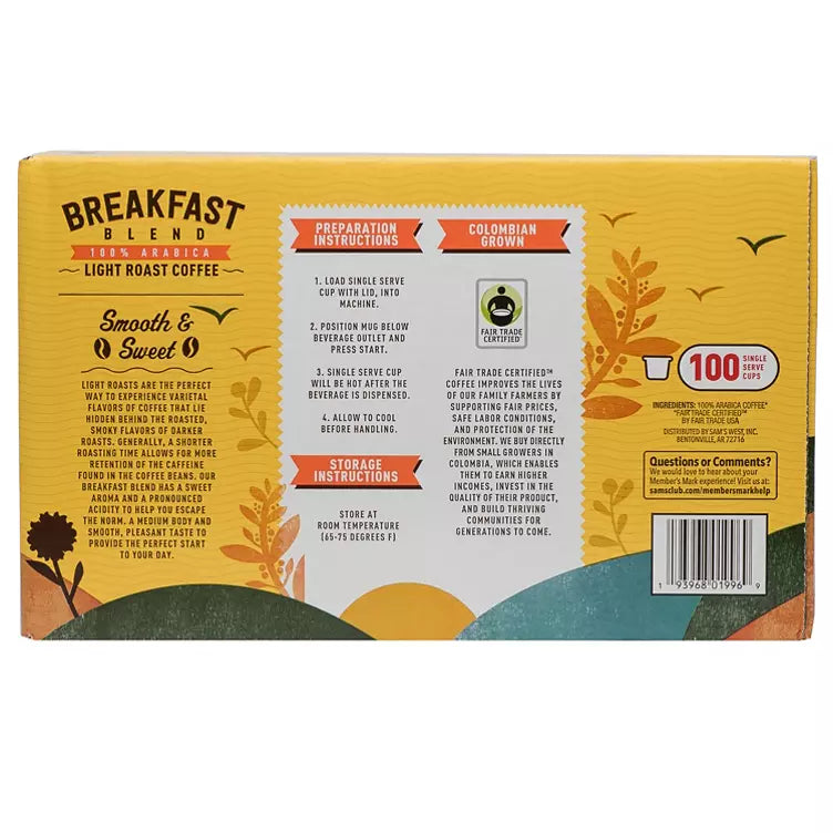 Member's Mark Breakfast Blend, Single-Serve Cups (100 ct.)