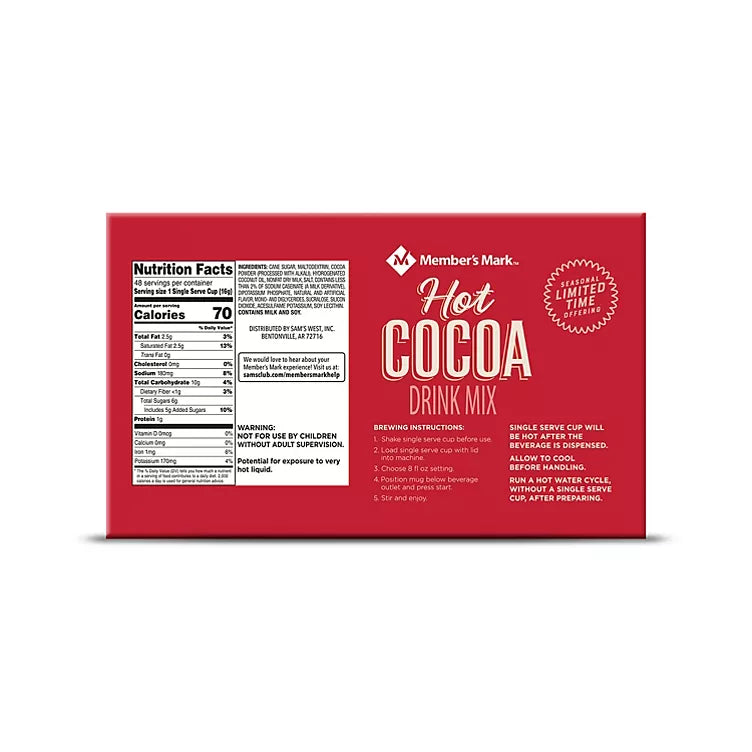 Member's Mark Hot Cocoa Drink Mix, Milk Chocolate (48 ct.)