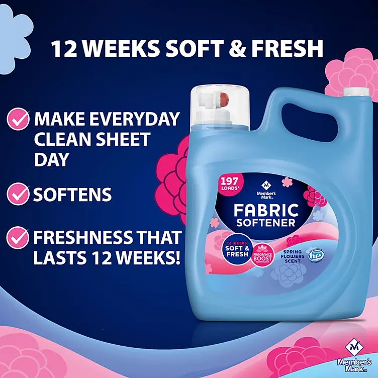 Member's Mark Liquid Fabric Softener, Spring Flowers (170 fl. oz., 197 loads)