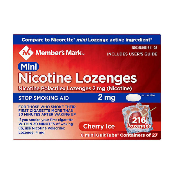 Member's Mark Mini Nicotine Lozenge 2mg, Cherry Ice Flavor (27 ct., 8 pk.)