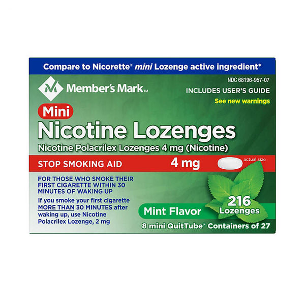 Member's Mark Mini Nicotine Lozenge 4mg, Mint Flavor (216 ct.)