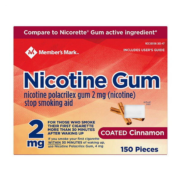 Member's Mark Nicotine Coated Gum 2mg, Cinnamon Flavor (300 ct.)