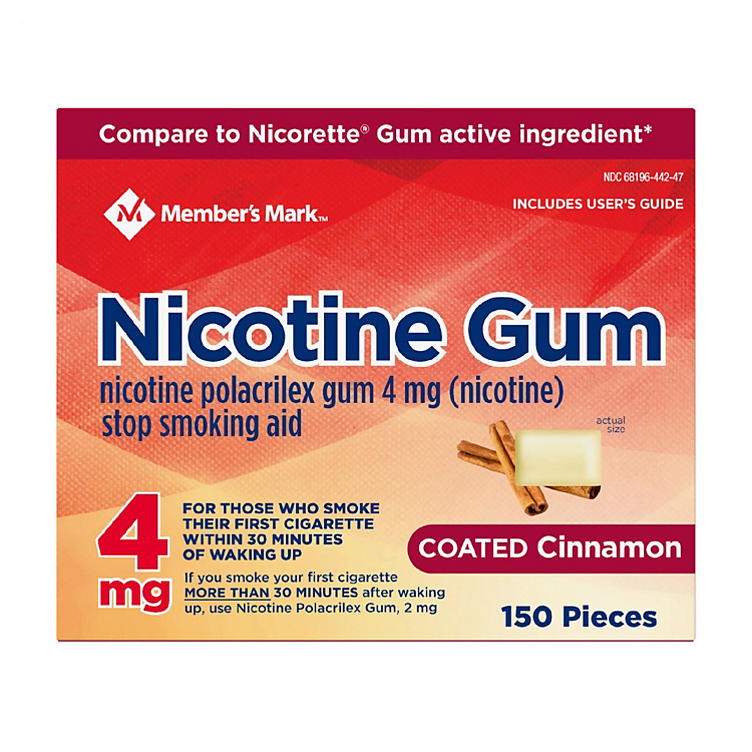 Member's Mark Nicotine Coated Gum 4mg, Cinnamon Flavor (300 ct.)