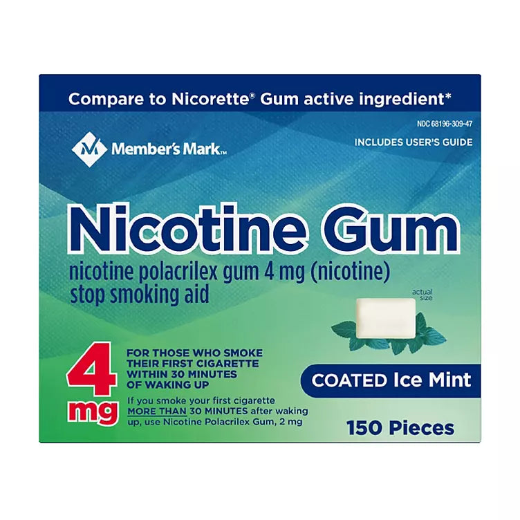 Member's Mark Nicotine Coated Gum 4mg, Ice Mint Flavor (300 ct.)