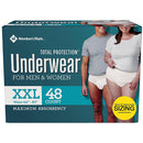 Member's Mark Total Protection Incontinence Underwear for Men and Women, Size - XXL (48 ct.)