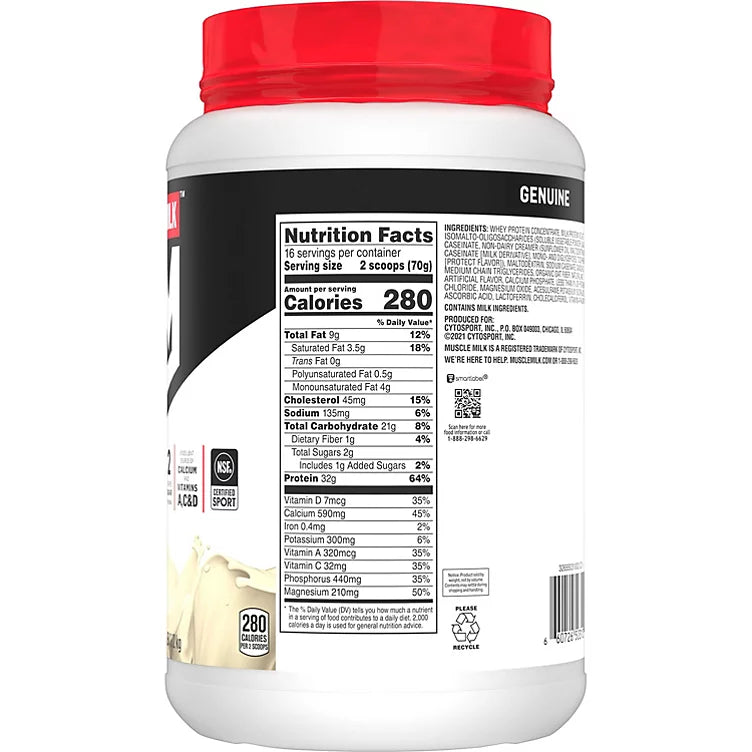 Muscle Milk Genuine Protein Powder, Vanilla Cream (39.5 oz.)