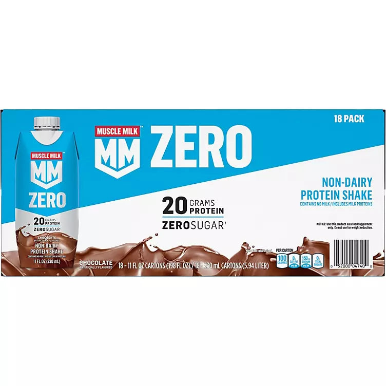 Muscle Milk Zero Non-Dairy Protein Shake, Chocolate (11 fl. oz., 18 pk.)