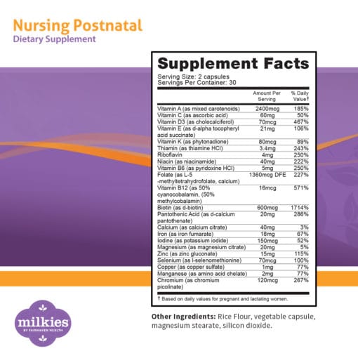 Milkies Nursing Postnatal Breastfeeding Multivitamin