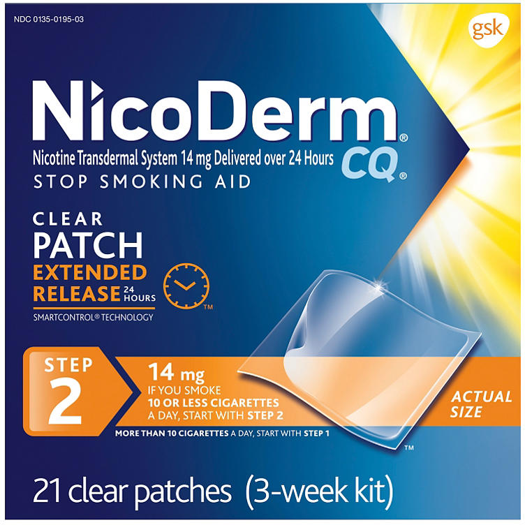 NicoDerm CQ Clear Patch Step 2, 14mg (21 ct.)