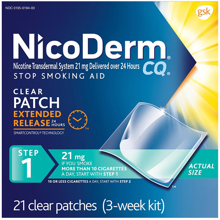 NicoDerm CQ Patch Step 1 - 21mg (21 Clear Patches)