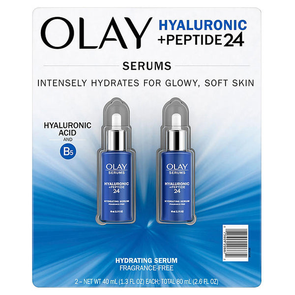 Olay Hyaluronic + Peptide 24 Serum, Fragrance-Free (1.3 fl. oz., 2 pk.)