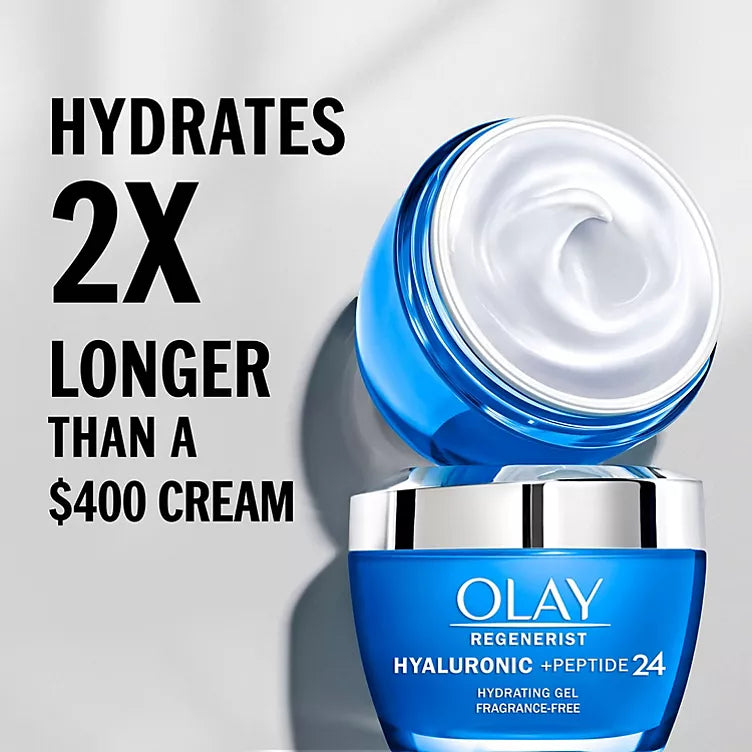 Olay Regenerist Hyaluronic + Peptide 24 Gel Face Moisturizer, Fragrance-Free (1.7 oz., 2 pk.)