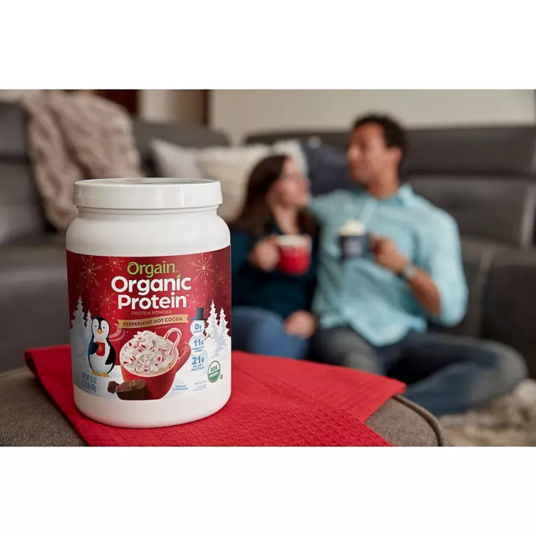 Orgain Organic Plant-Based Protein Powder, Peppermint Hot Cocoa (1.5 lbs.)