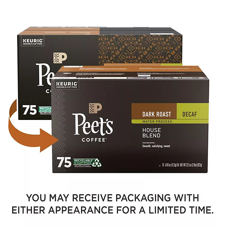 Peet's Decaf House Blend 75 ct K-cups