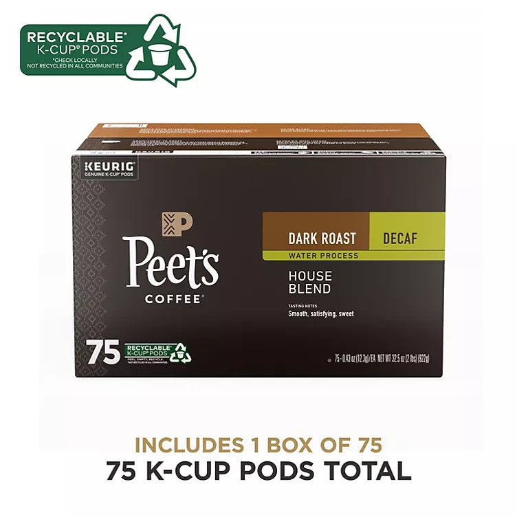 Peet's Decaf House Blend 75 ct K-cups