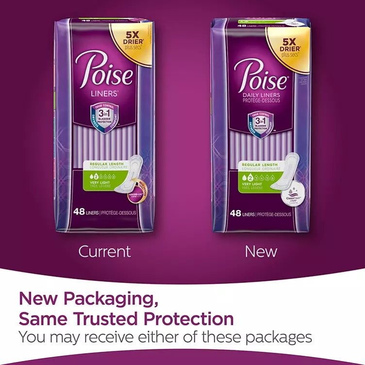 Poise Daily Liners, Very Light Absorbency, Long (132 ct.)
