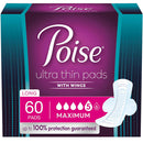 Poise Ultra Thin Pads with Wings, Maximum Absorbency, Long (60 ct.)