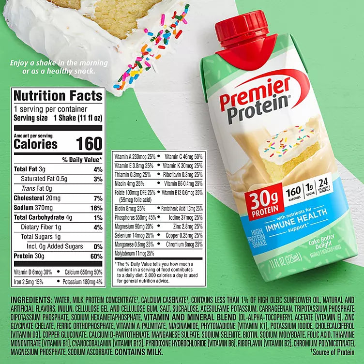 Premier Protein 30g High Protein Shake, Cake Batter Delight (11 fl. oz., 15 pk.)