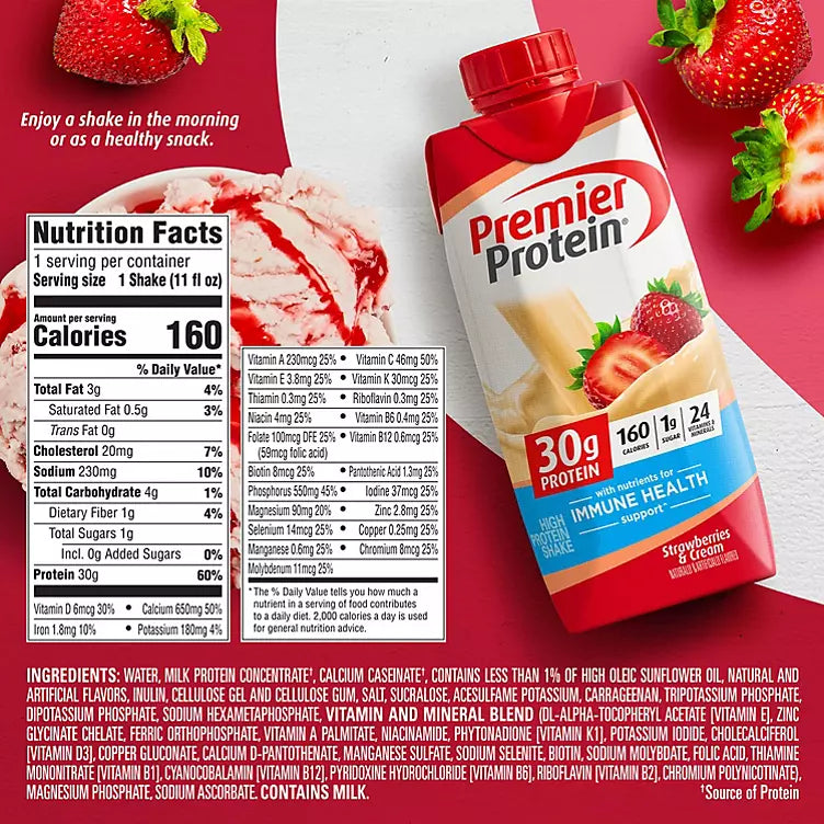 Premier Protein High Protein Shake, Strawberries & Cream (11 fl. oz., 15 pk.)